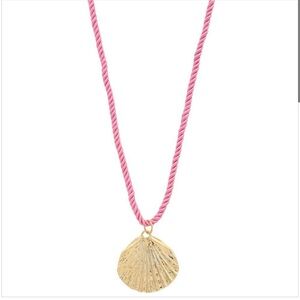 Sodajo Seashell Pendant Pink Cord Gold Dipped Necklace